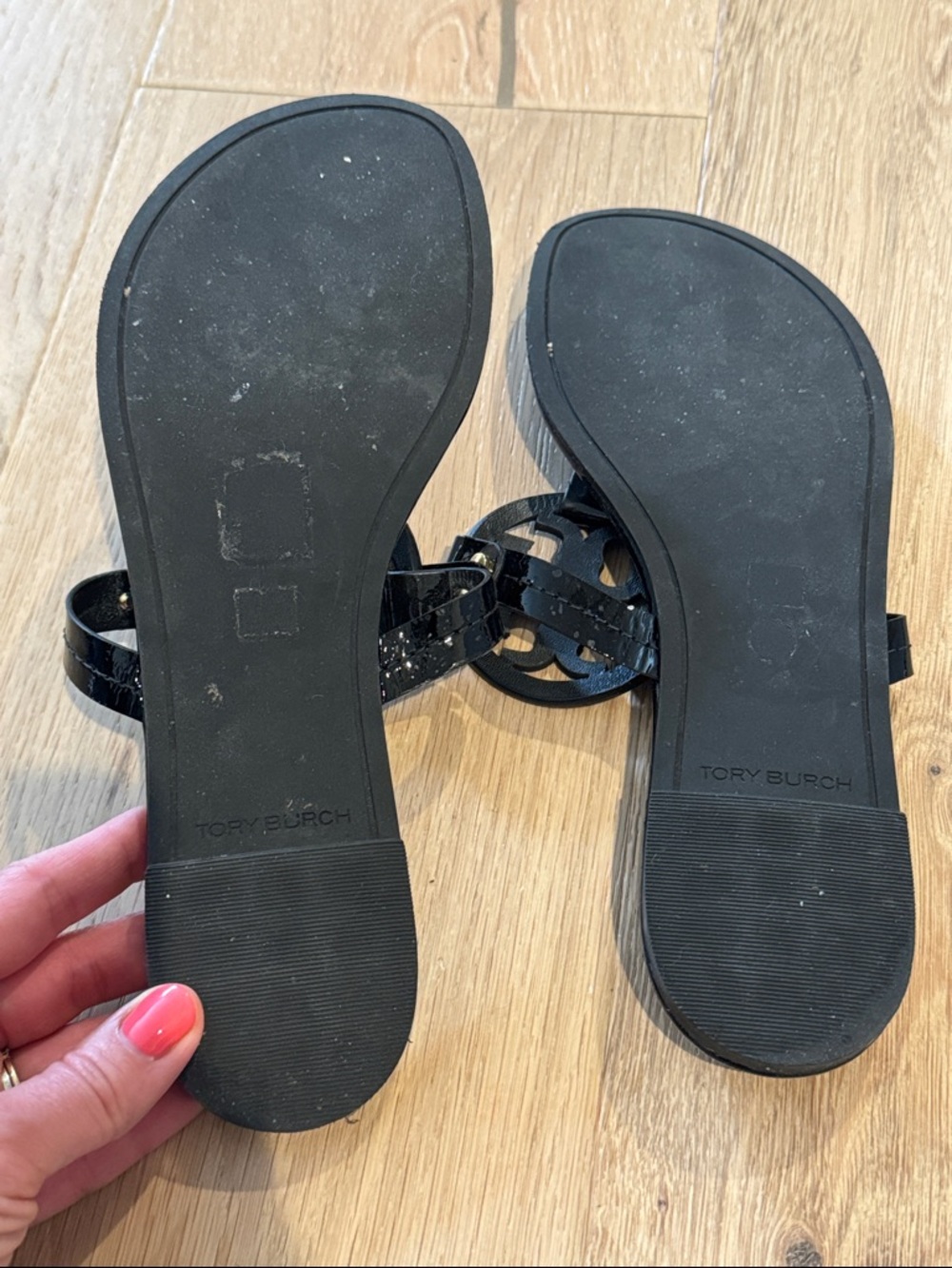Tory Burch Miller Sandals- Black Patent - Picture 2 of 4